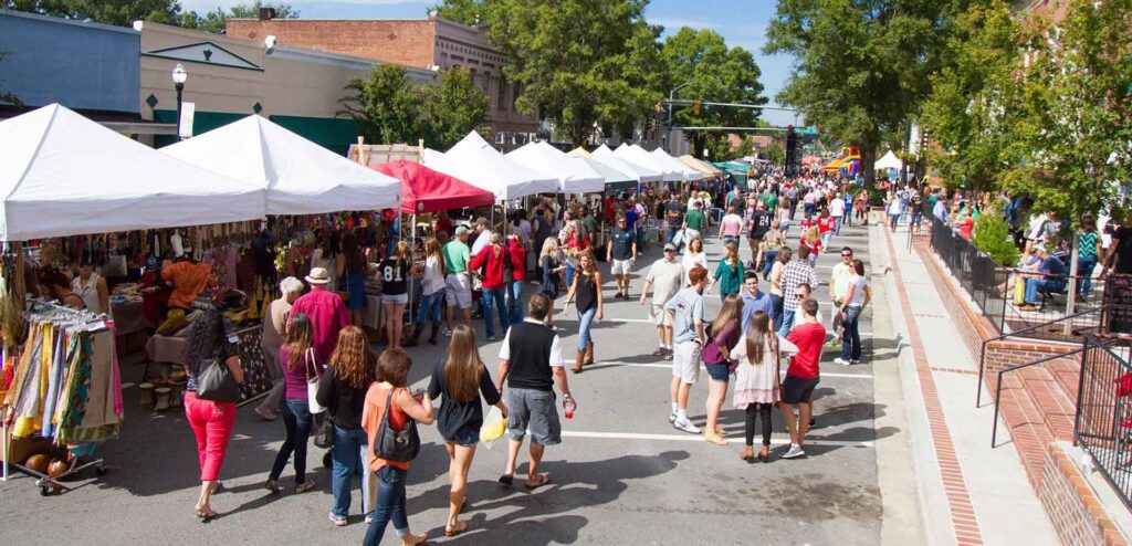 Vendors line the streets in Milledgeville