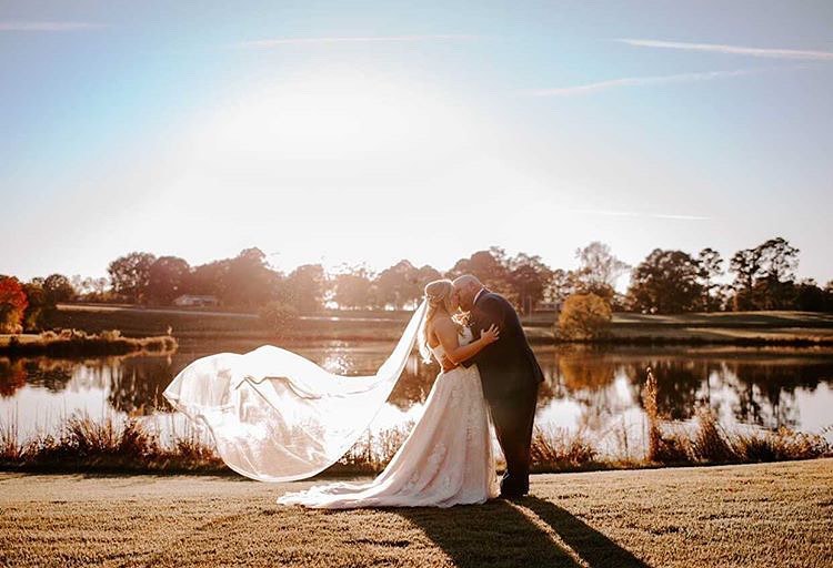 Wedding Couple kissing at The Sixty-Two in Madison, GA